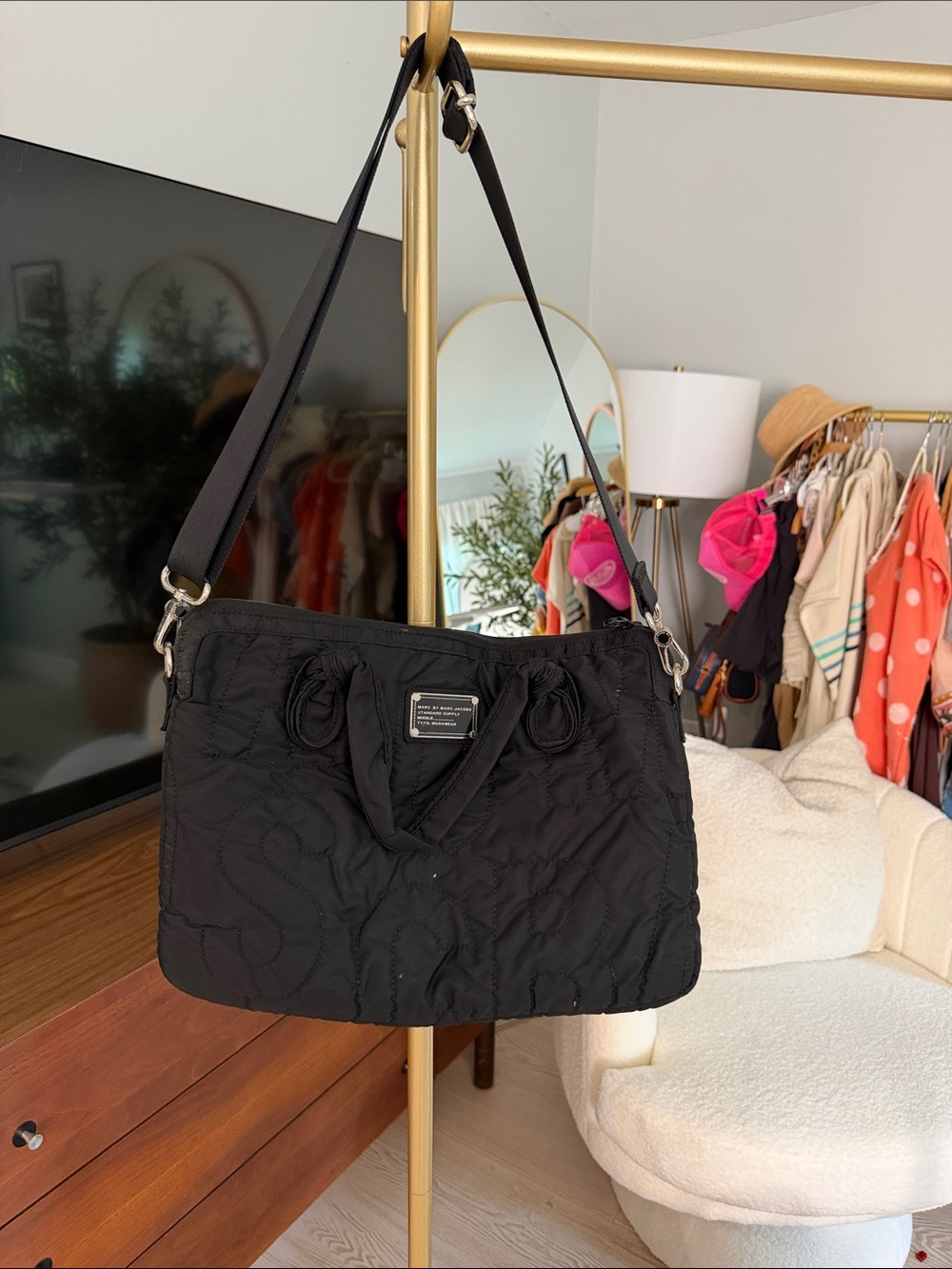 Marc Jacobs vintage Black Quilted Nylon Shoulder Bag computer bag